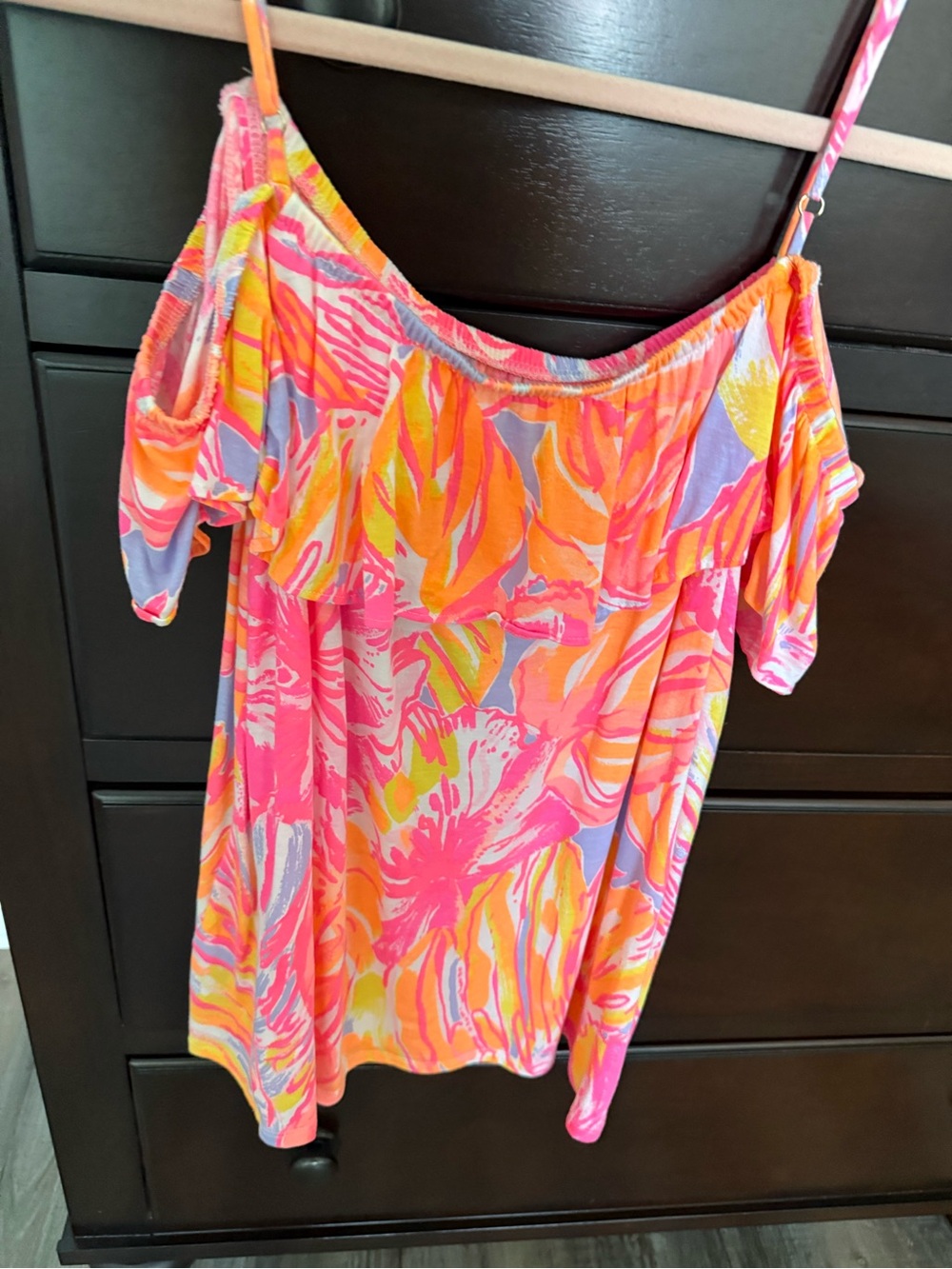Lilly Pulitzer Neon Floral Off-Shoulder in Pink, Orange, Yellow
